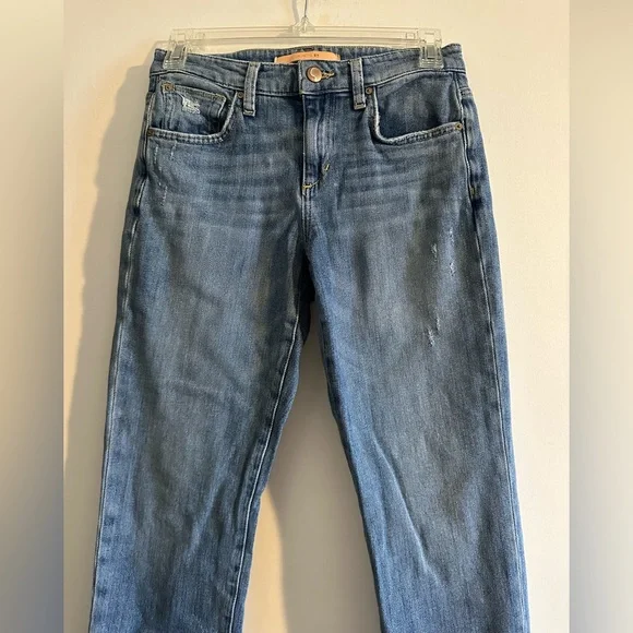 Joe’s Jeans Blue The Smith Mid Rise Straight Crop Distressed Hem Jeans Size 24 - Picture 2 of 8